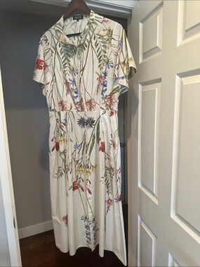 Teri Jon botanical midi dress